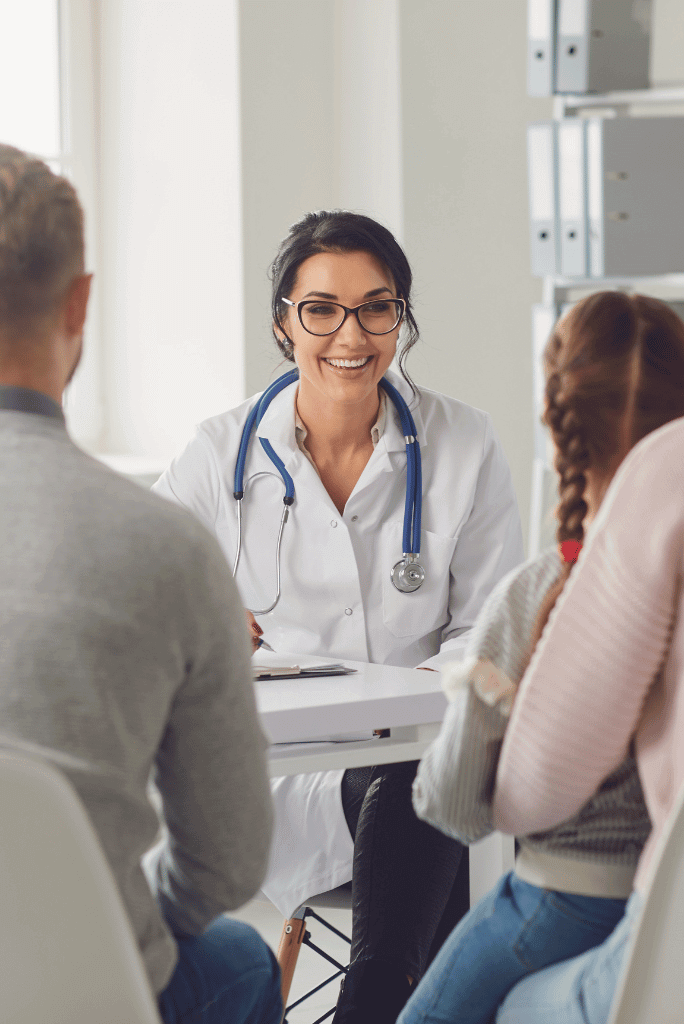 Doctor meeting with patients